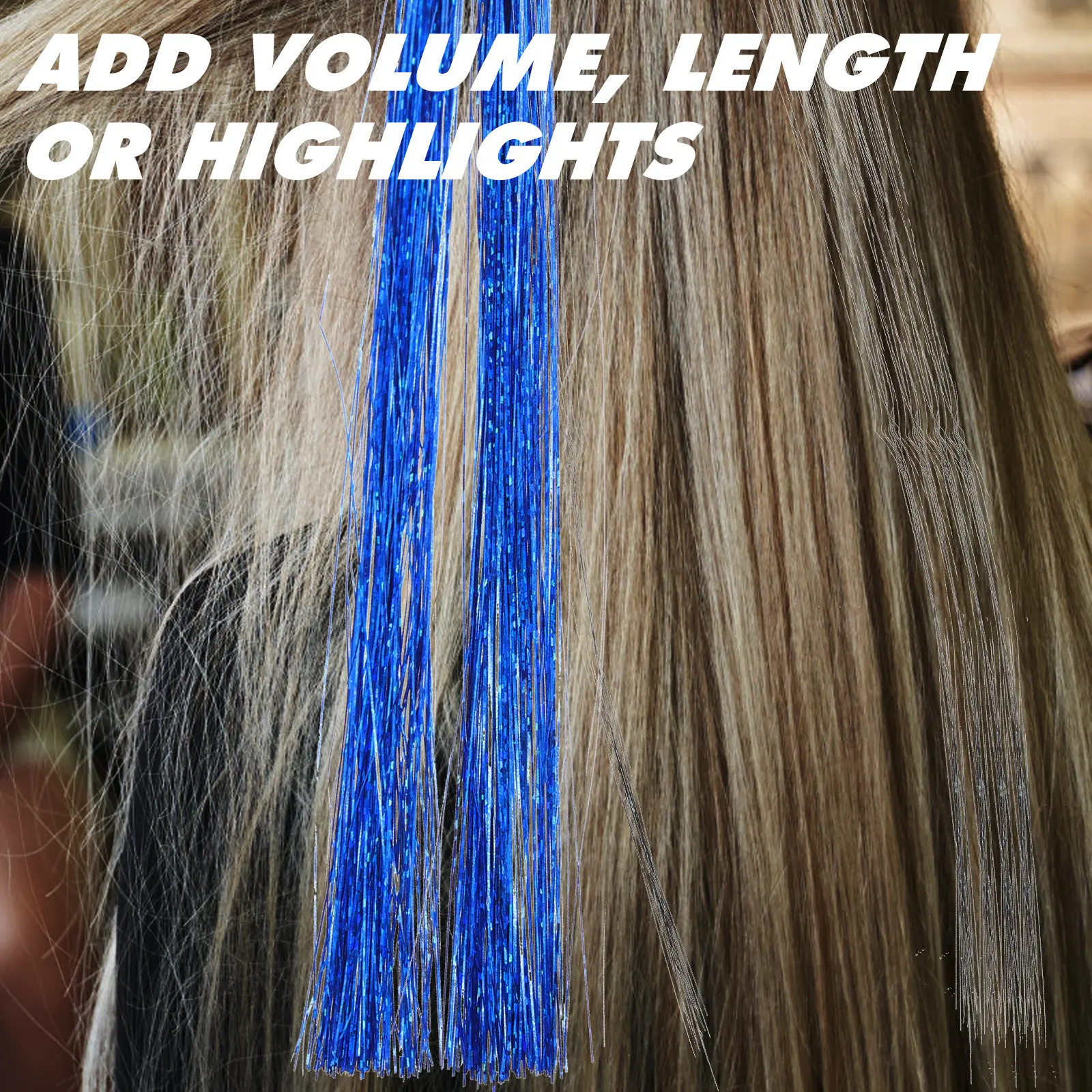 7Pcs Glitter Hair Tinsel Rainbow Braiding Hair Strands Sparkly Extensions for Fairytale Hairstyles Cosplay Club Events