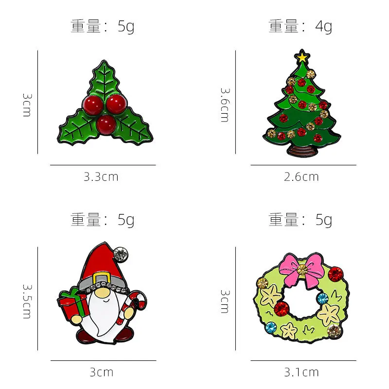 Брошь в виде рождественской елки, милый мультяшный рюкзак, украшение Санта-Клауса, металлический значок, сплав, бриллиант, сундук, цветок