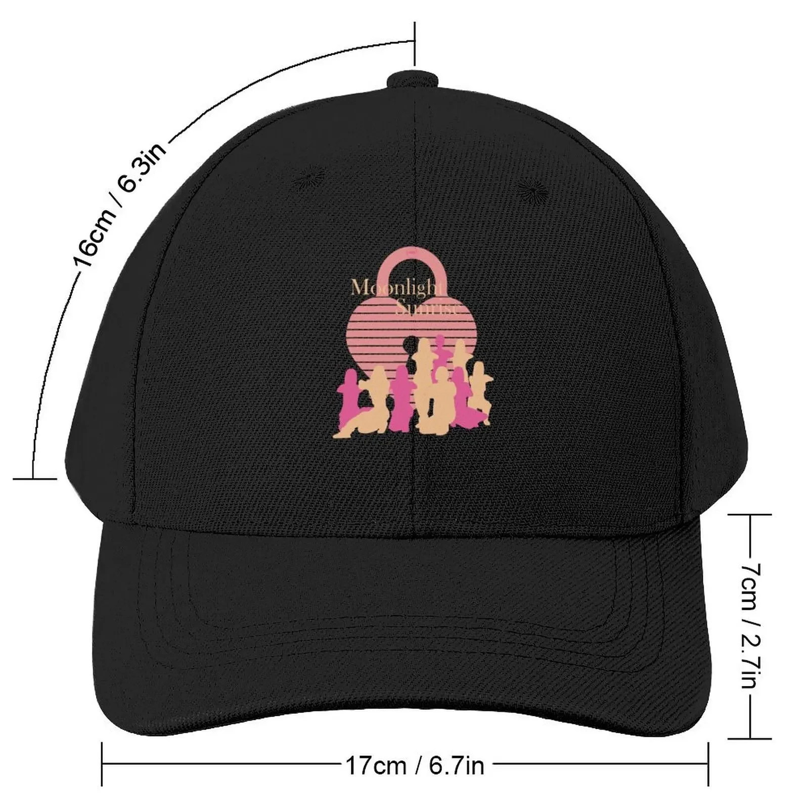 silhouette design of twice group dance in moonlight sunrise Baseball Cap Hood Golf Wear Sunscreen Men Hats Women's