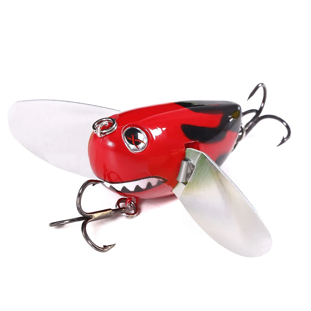 Topwater-Angelköder mit Propeller, schwimmender Hardbait-Spinner mit Doppelklinge für Barsch und Hecht