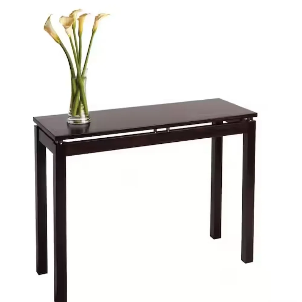 Contemporary Home Living 39.25" Dark Espresso Unique Linea Rectangular Console Table