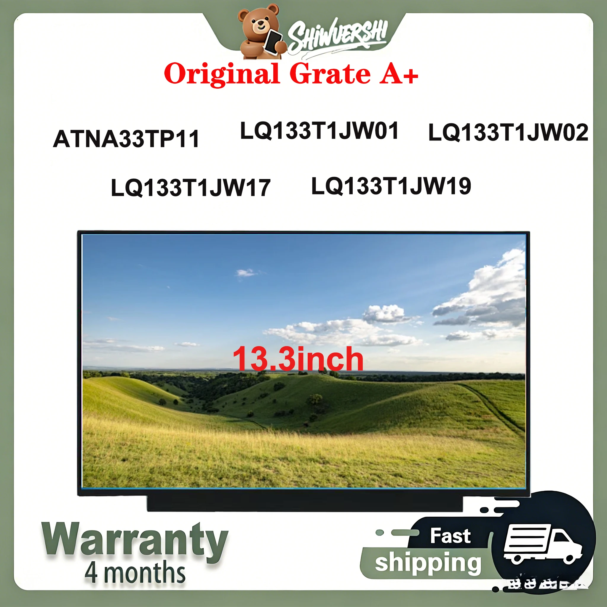 

Original New A+13.3 inch Slim Laptop Lcd Screen Panel ATNA33TP11 LQ133T1JW01 LQ133T1JW02 LQ133T1JW17 LQ133T1JW19 60HZ