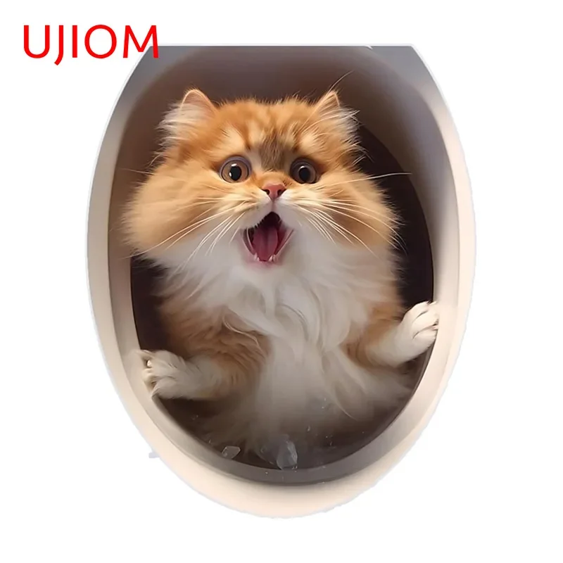 UJIOM 13cm X 10.7cm Shock 3D Cat Wall Stickers Sofa Wall Baby Nursery Room Creativite Decal Living Room Decoration Chambre Mural
