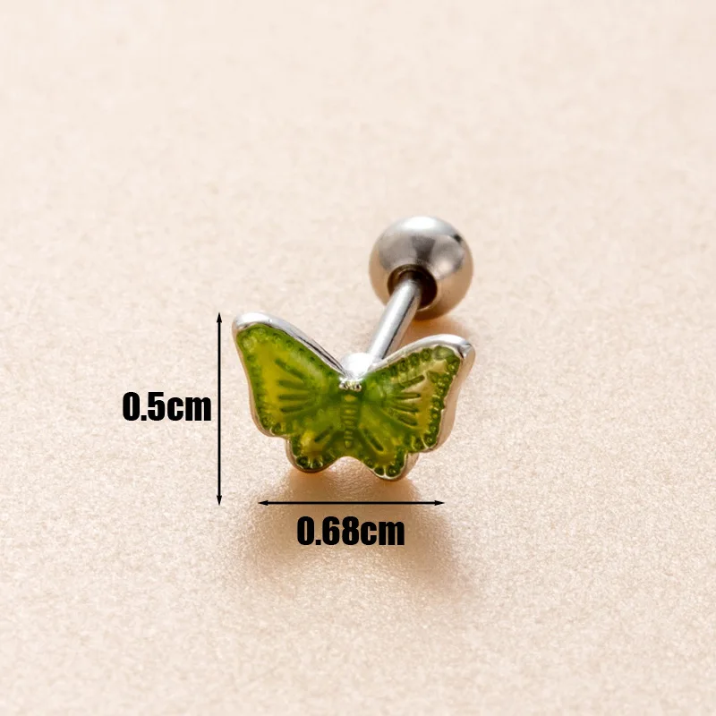 1 PC Angel Wings Heart Zircon สกรูสตั๊ดต่างหูผู้หญิงใหม่เครื่องประดับสแตนเลสเจาะต่างหู