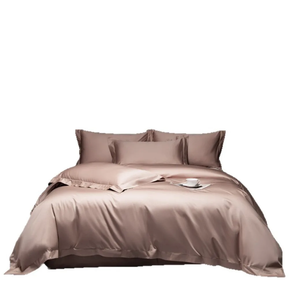 Premium 4 Piece Bed Sheet Set Sateen Xinjiang Long Staple Cotton Solid Hollow Out Design