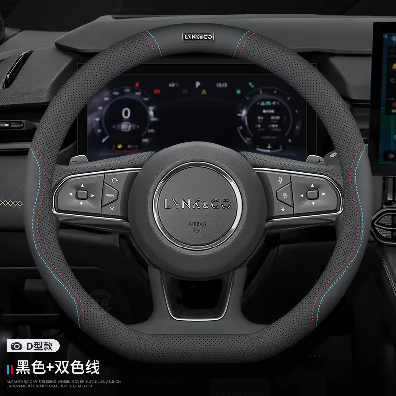 For LYNK&CO 10 01 03 05 06 07 08 09 EM-P 07GT 02 03+ Z10 Z20 900 Leather Car Steering Wheel Cover Anti-slip Auto Accessories