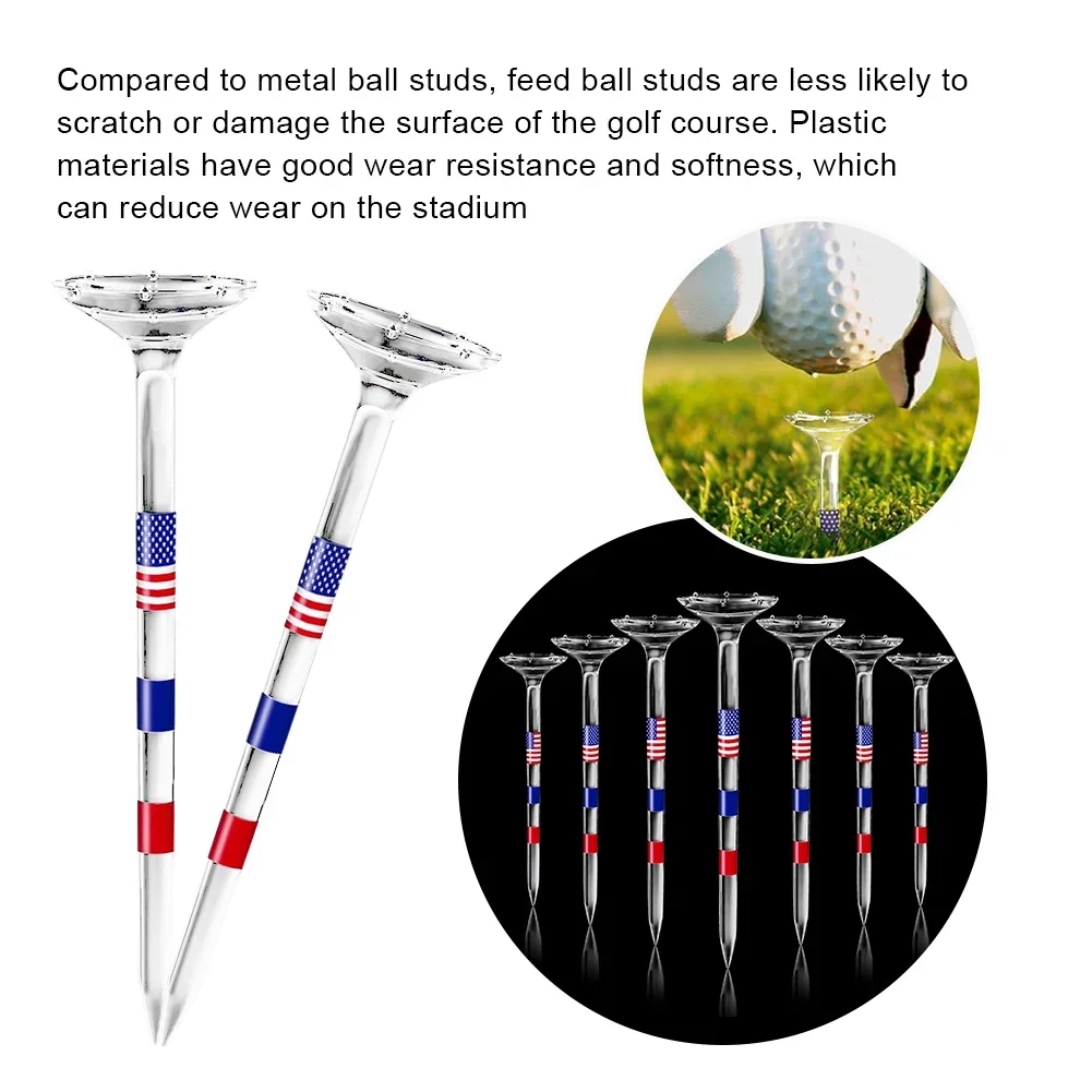TINSOL 10 Stück lange Golf-Tees, unzerbrechlich, 83 mm, transparent, mit amerikanischer Flagge, reduziert Reibung und seitliches Drehmoment, Golf-Zubehör – Detail 10