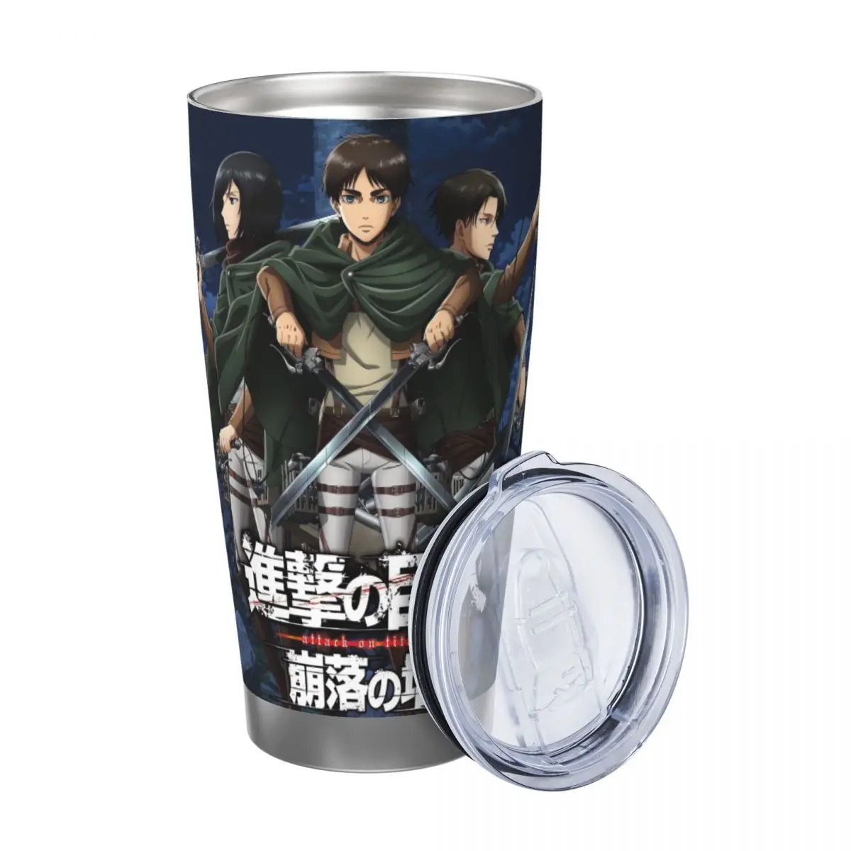 Attack On Titan 20oz Stainless Steel Car Mug Straw Thermal Iced Travel Cup Vacuum Insulated Coffee Hot Cup