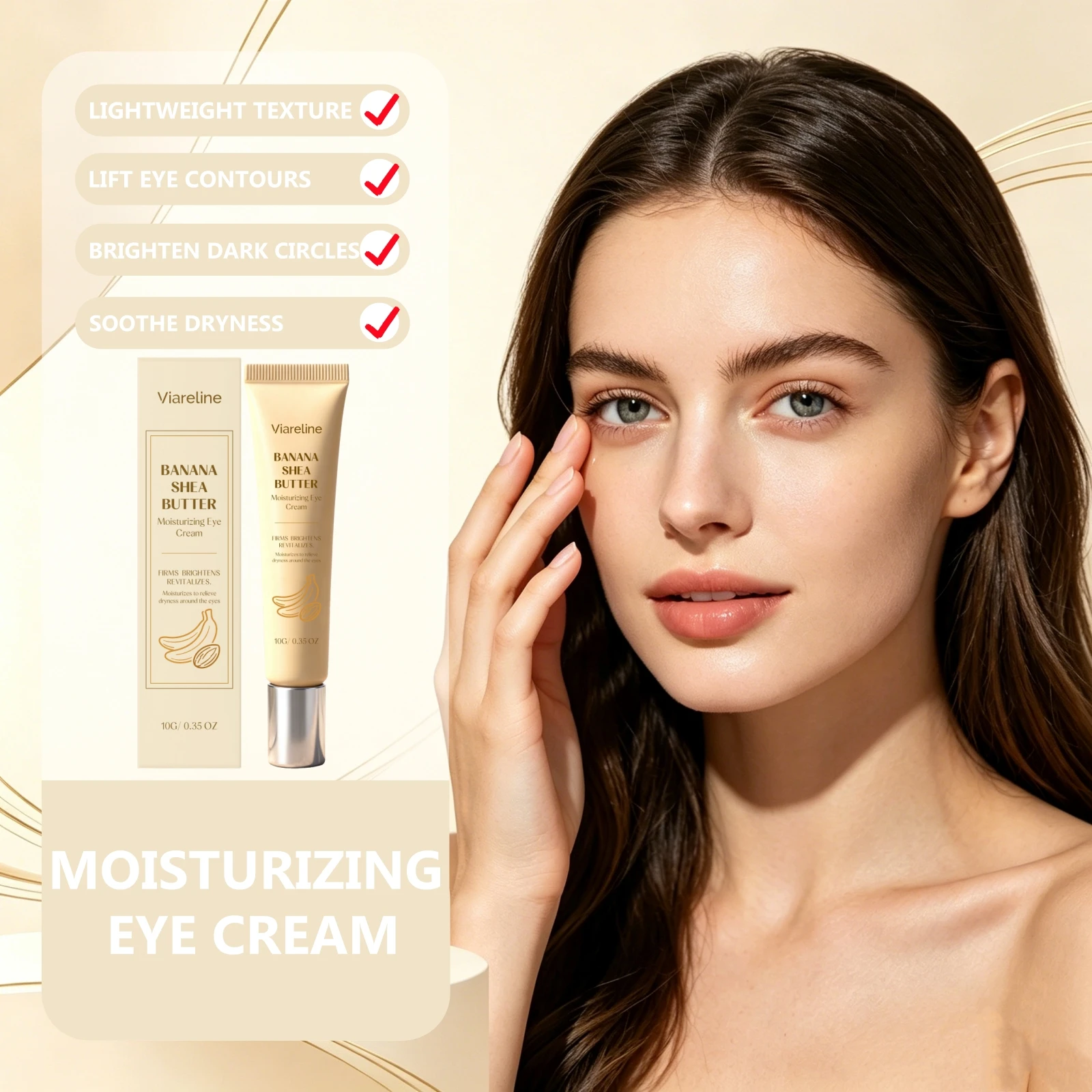 Moisturizing Eye Firming Cream Banana Shea Butter Relieve Puffy Fade Dark Circles Fine Lines Anti-Wrinkle Brighten Eye Skin Balm