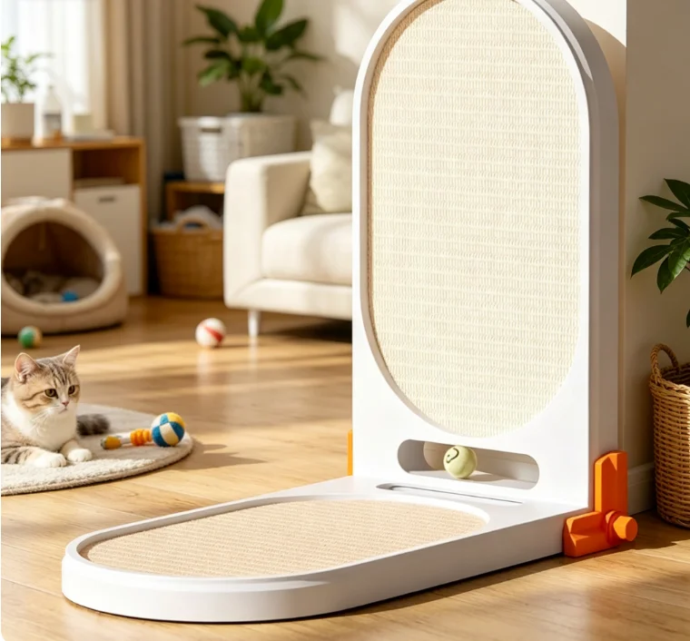 Foldable L Shape Cat Scratcher with Integrated Nest Wear-Resistant Corrugated Board Durable Pet Claw Grinding Activity Toy