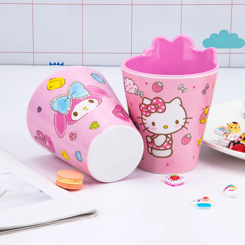 Kawaii Sanrios Accessories Hello Kittys Cartoon Anime Cute Girl Mouthwash Cup Toothbrush Cup Breakfast Drink Cup Children's Gift