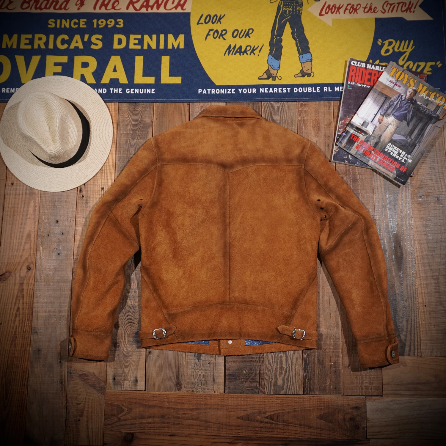 Double American retro old three-pocket farmer's head layer suede cowhide 506 jacket leather suede man