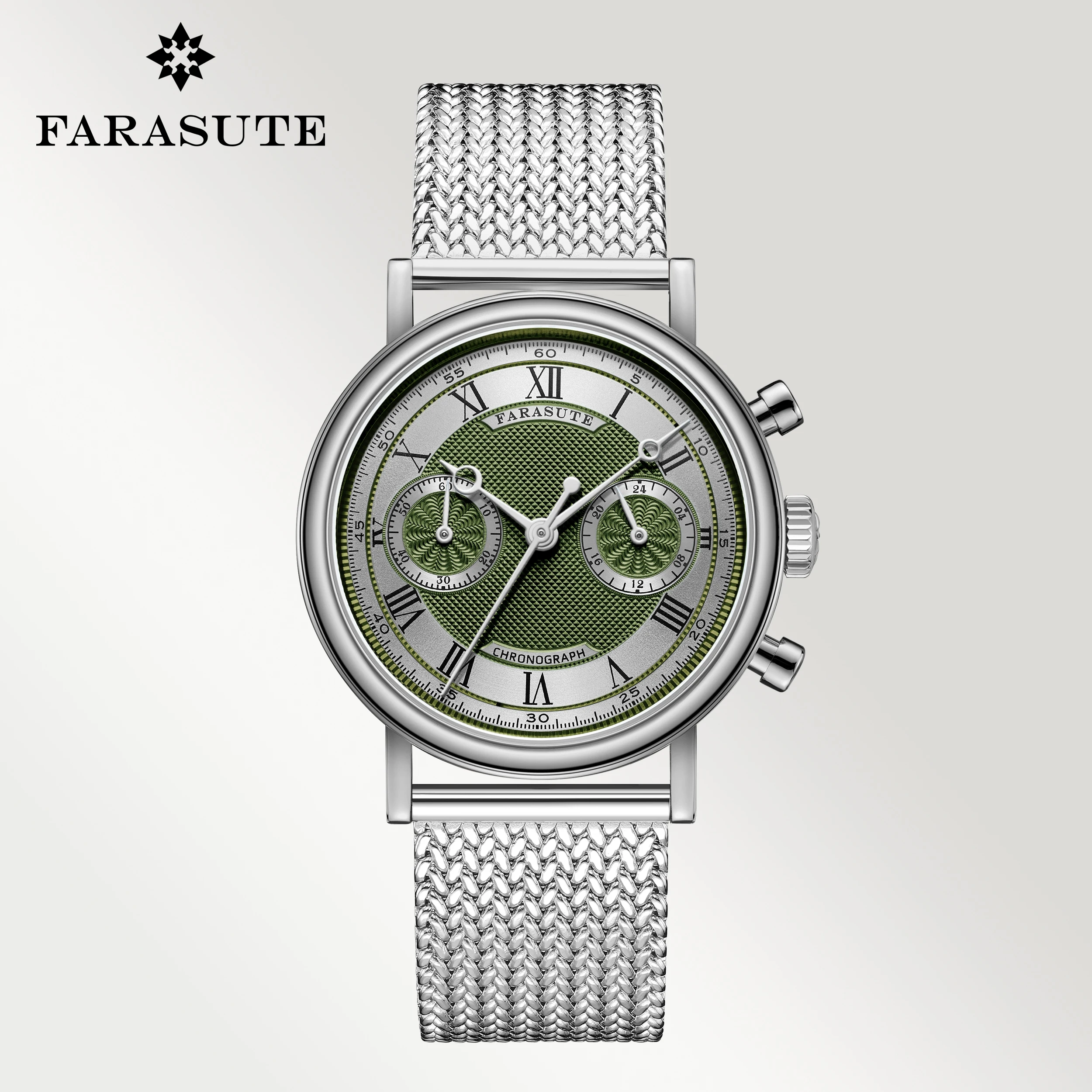 

FARASUTE Japan VK64 Quartz Movement Speed Sports Chronograph Watch For Men Luxury Sapphire Stainless Steel Wristwatches Male