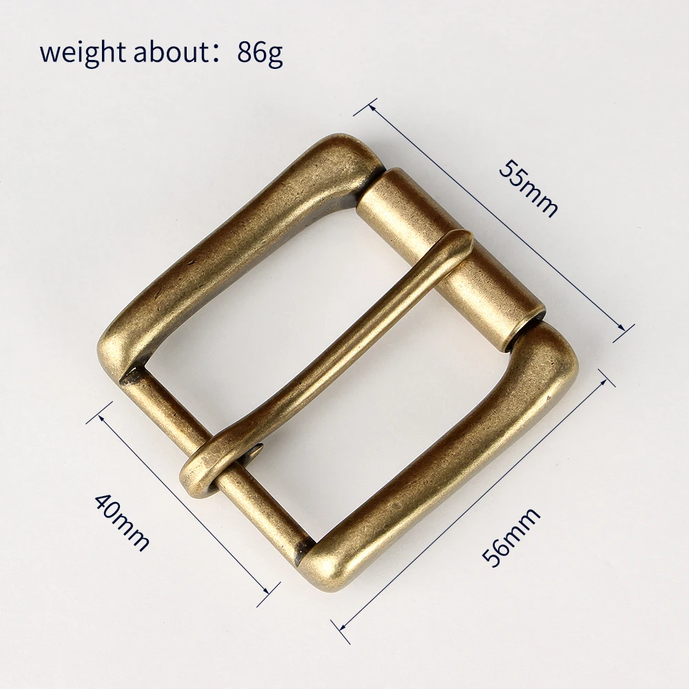 40mm High Quality Solid Brass Metal Heel Bar Buckle End Bar Roller Buckle Rectangle Single Pin for Leather Craft Belt Strap