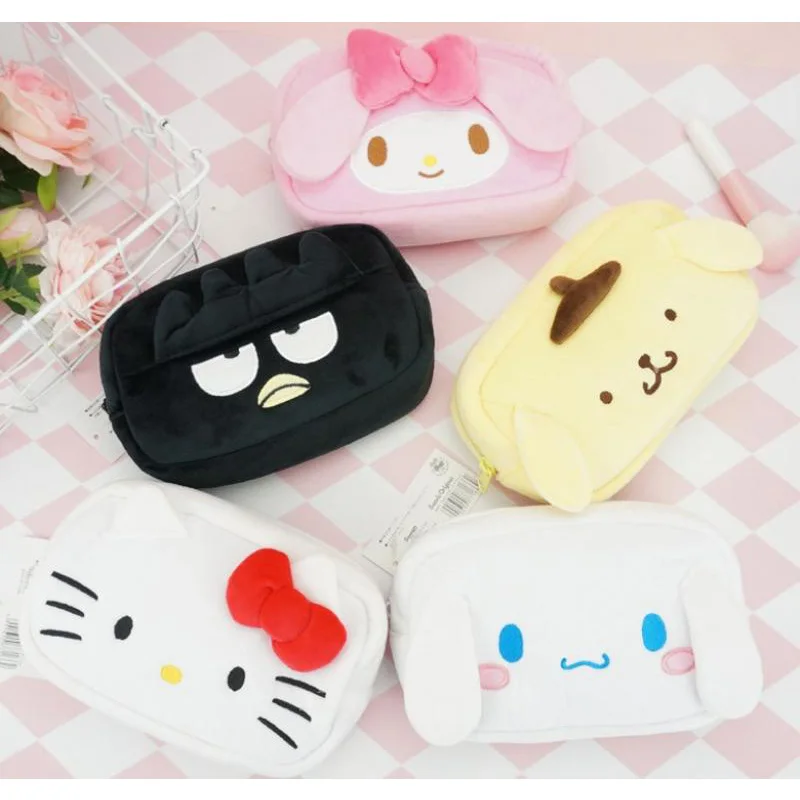 Sanrioed Anime Merchandise My Melody Kuromi Xo Kittlys Plush Bag Anime Kawaii Cosmetic Bag Plush Stationery Pencil Case 19Cm