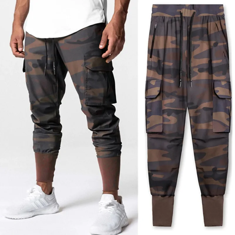 Pantalones de chándal de camuflaje para hombre, calzas casuales de carga ginásio, fitness, secado rápido, magro, outono, crossfit, corren