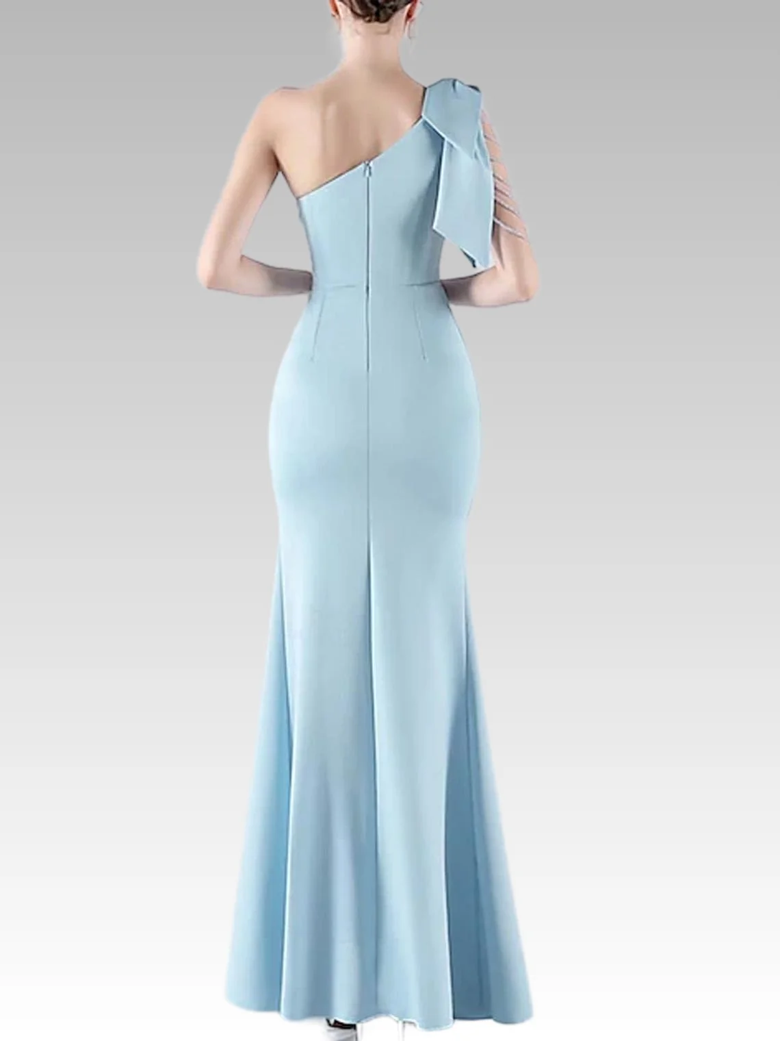 エレガントなマーメイドトランペットレースプロムドレスワンショルダーフロアレングスノースリーブボウノットフォーマルイブニングドレス2025無料カスタマイズ