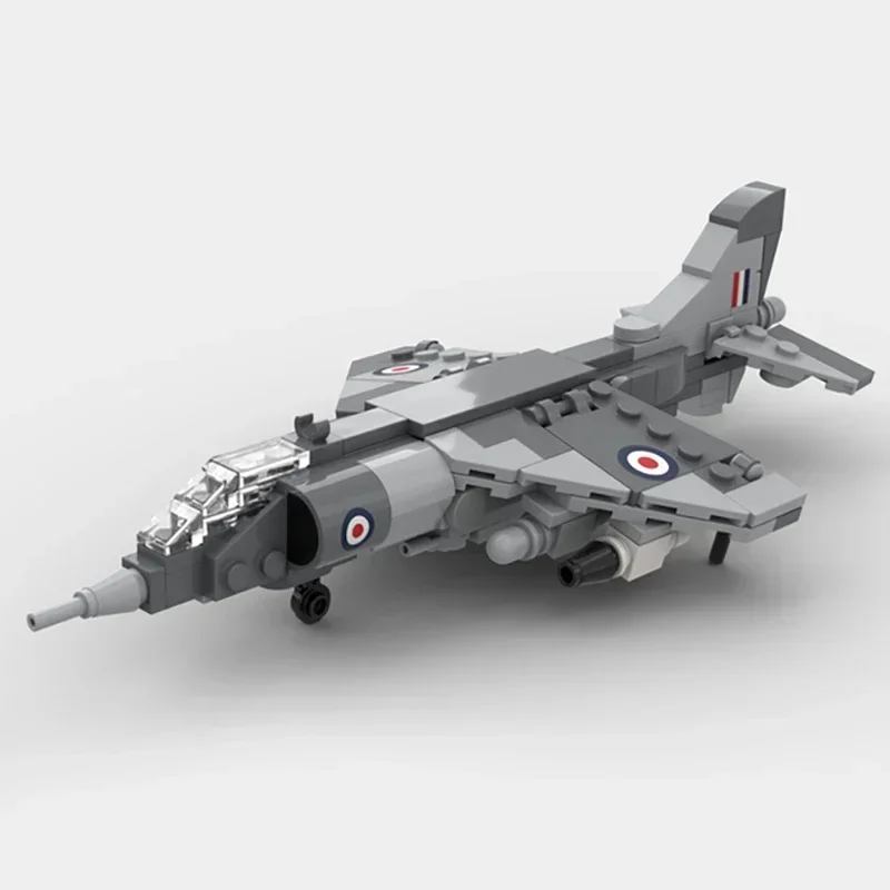 Bloques de construcción Moc modelo militar 1:72 Harrier GR.1, tecnología de combate, bloques modulares, regalos, juguetes de Navidad, conjuntos DIY de montaje