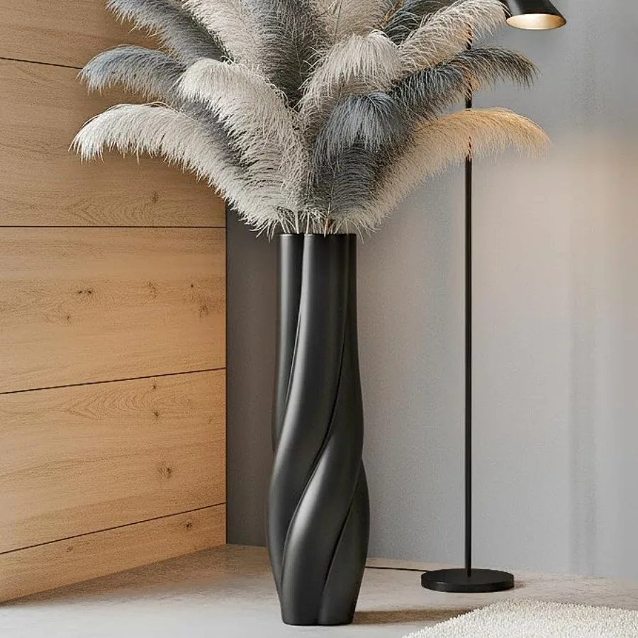 

Modern Floor Vase, 24 Inch Tall Resin Home Decor Vases, Large Sturdy Vase for Living Room, Office, Bedroom Decor with 5" Openin