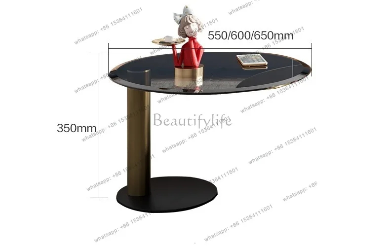 LS light luxury round coffee table combination Italian modern style stainless steel creative retro wind side table