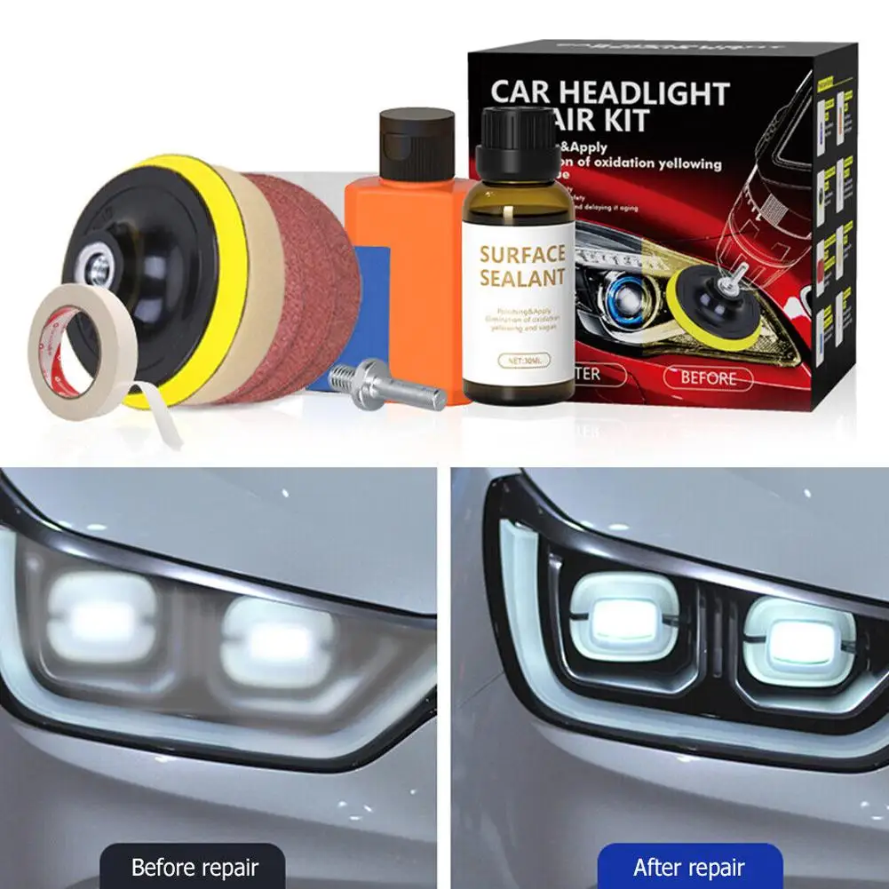 Hot Sale Car Headlight Polishing Kit Headlamp Restoration Scratch Repair Cleaning Paste Light Lens Polisher Auto Detailing Tools