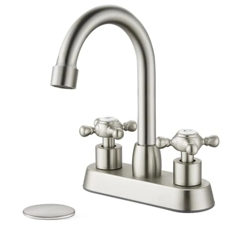 

4 Inch Centerset Bathroom Faucets Double Cross Handle Bathroom Sink Faucet Deck Mounted Vintage RV Farmhouse Vanity Basin Mixer