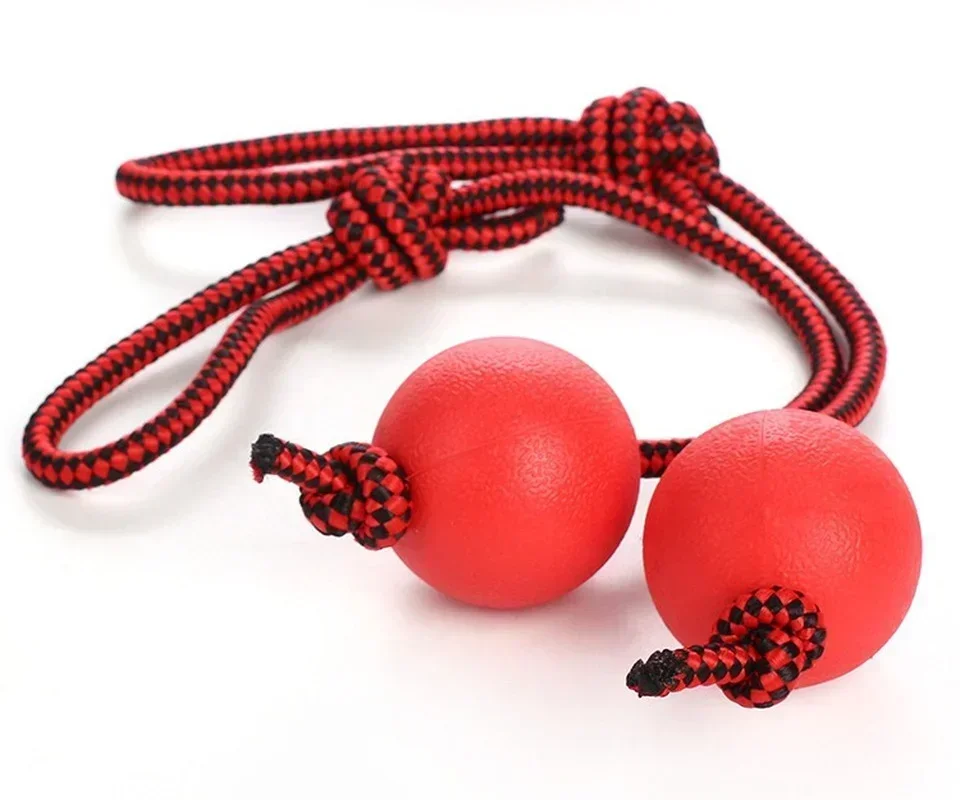 Indestructible Dog Ball Pet Training Dog Toy Puppy Tug Balls Toys Pet Chew Toys Solid Rubber Balls with Rope Pet Toy