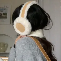 Plush Warm Earmuffs Winter Women Girls Simple Daily Coffee Color Earmuffs Outdoor Thickened Windproof Earmuffs Fashion Accessory