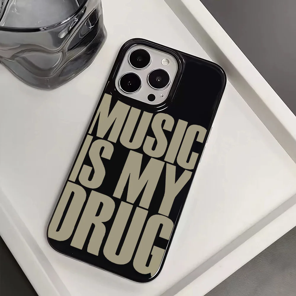 حافظة لهاتف آيفون 17 16 14 13 12 11 15 Pro Max Aia XR X XS Max MINI 78 Plus غطاء ناعم مقاوم للصدمات من Black MUSIC