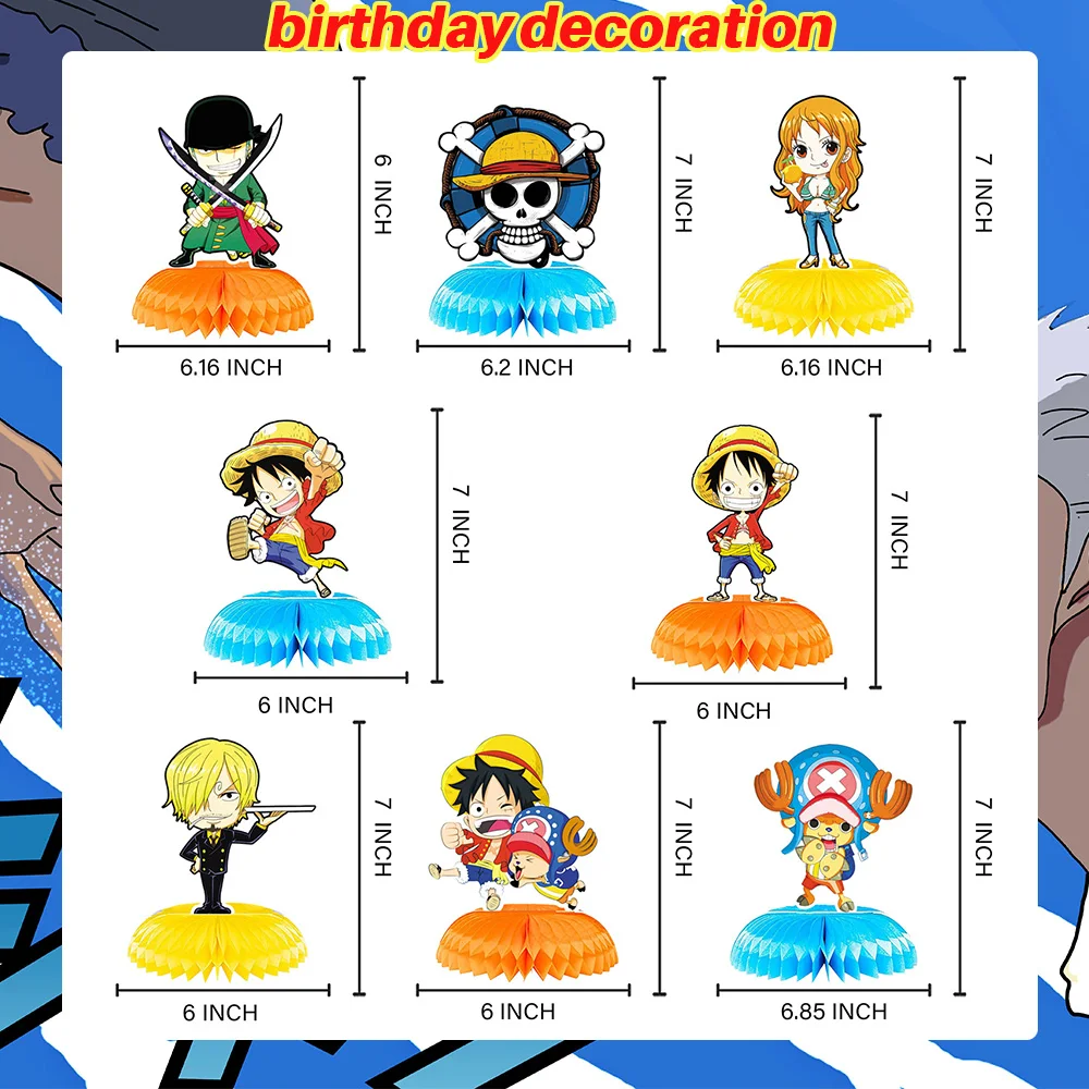 One Piece Geburtstagsparty-Dekorationsset Anime-Figur Luffy Zoro Teller Tischdecke Kuchendekoration Partyzubehör Geburtstagsgeschenke – Detail 17