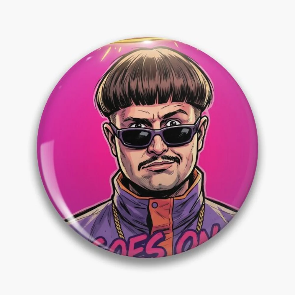 Oliver Tree Life Goes On   Pin Holographic Star Heart Pin Brooches Laminated Button Fashion Accessory
