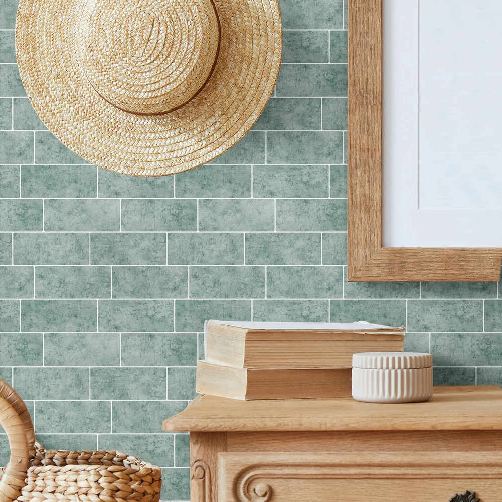 5pcs 3D Brick Wallpaper Waterproof Heat Resistant Self PVC Wall ers for Kitchen Bathroom Laundry Room 29.5x21.5cm