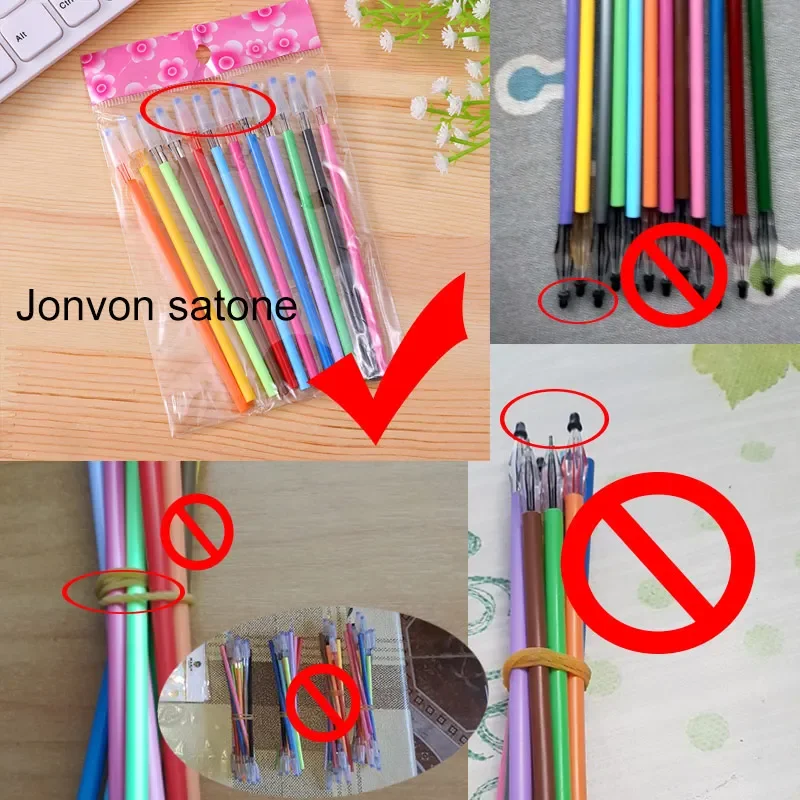 Jonvon Satone 12 Colors/lot Color Pen Korean Creative Stationery Core Drilling Stone Color Neutral Pen 0.38 Mm Office Stationery