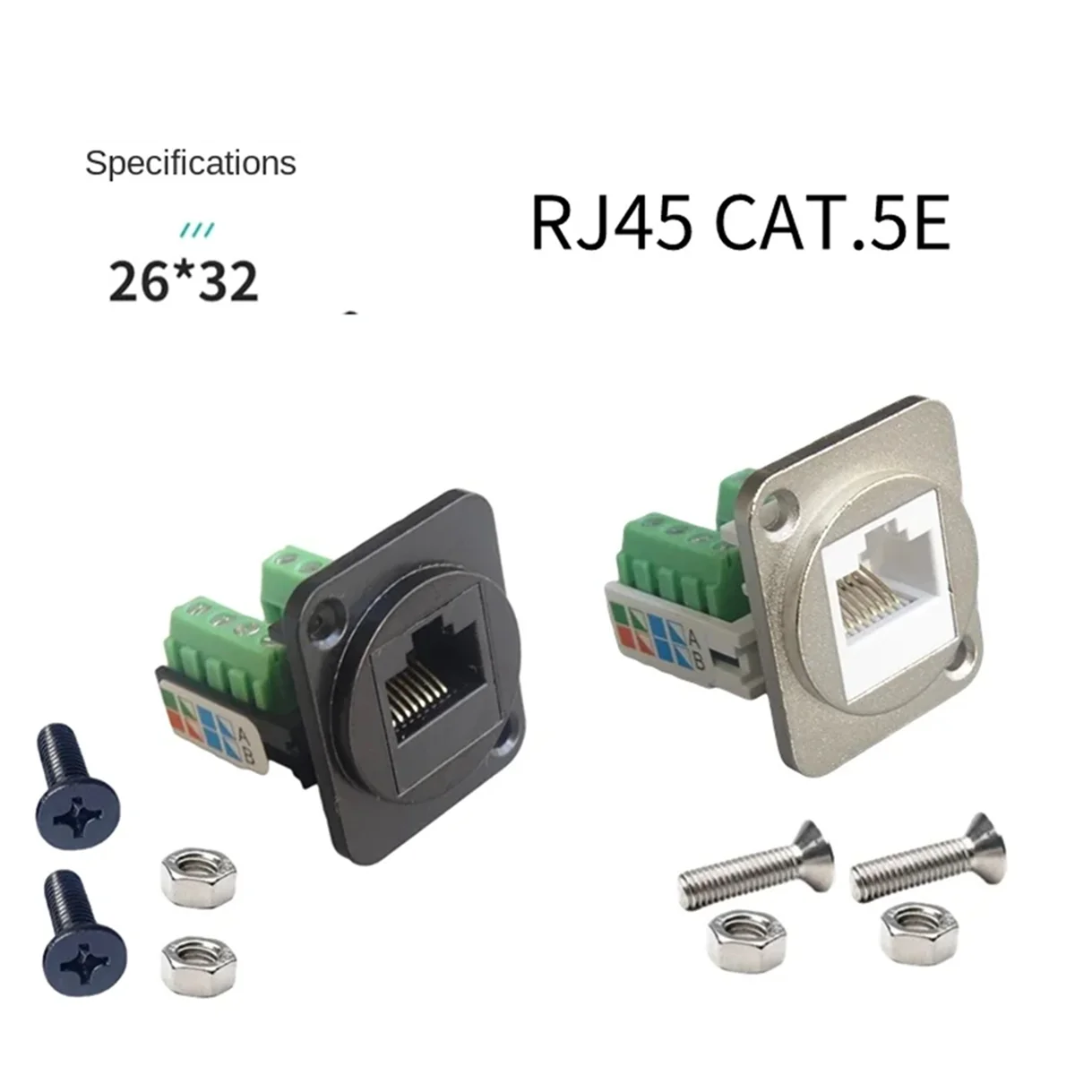 Terminales de cableado RJ45 CAT.5E, módulos de ordenador de red con tuercas de fijación (plateados)