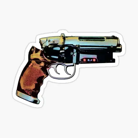 Blade Runner Gun  5PCS Stickers for Kid Cute Decorations Living Room Anime Laptop Car Art 5PCS Stickers Luggage Window Decor  Ho