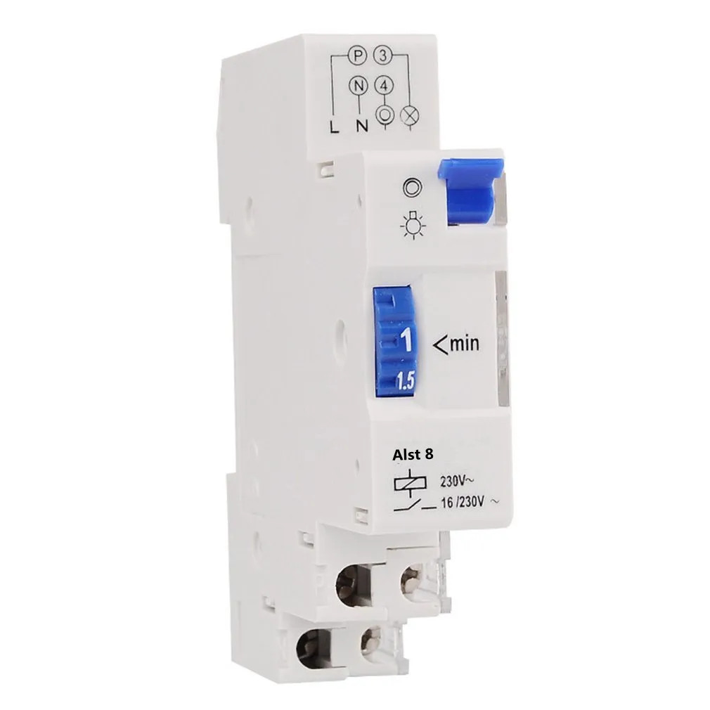 ALST8 7 Minutes Staircase Lighting Timer Switch 220VAC DIN rail mounted