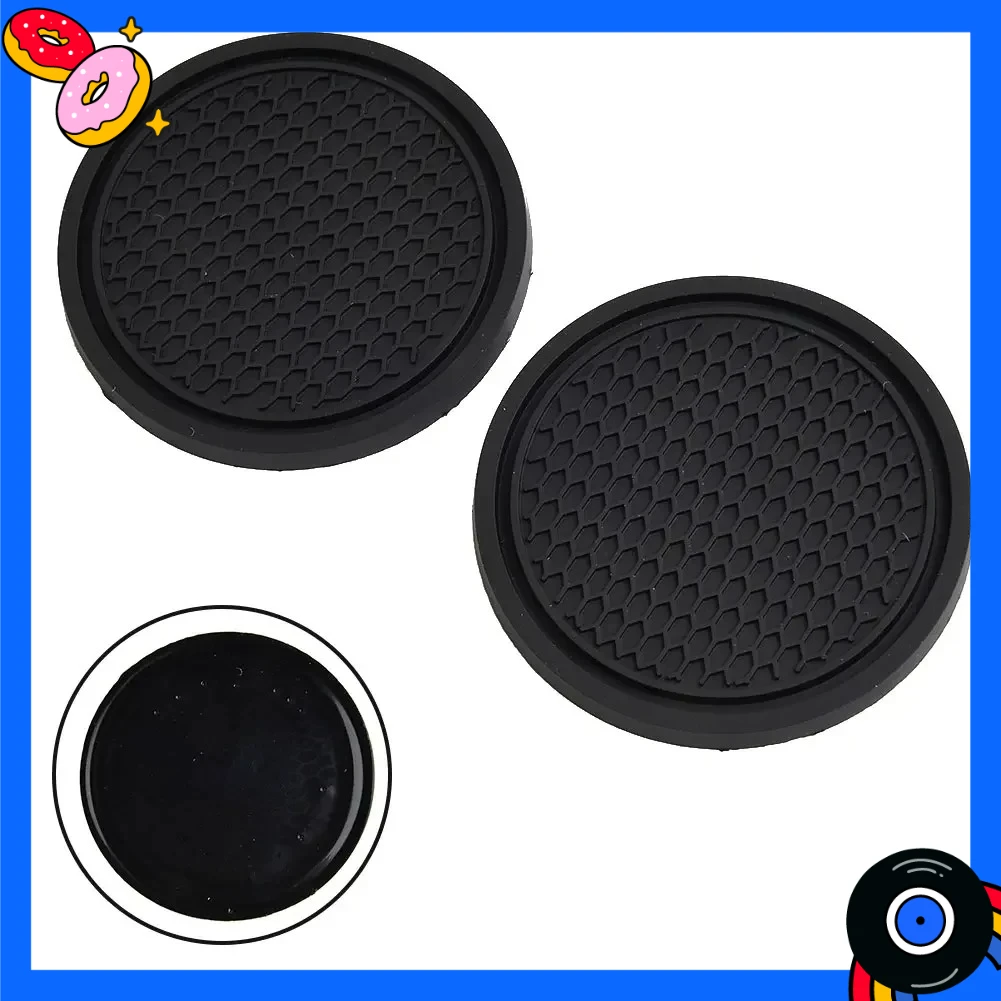 

2pcs Black Car Auto Cup Holder Anti Slip Insert Coasters Pads Interior Accessories Universal Fits Perfectly For Most Cups