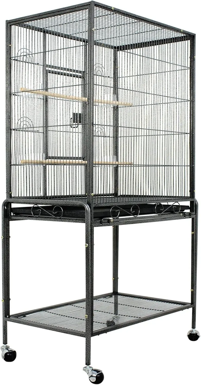 53-Inch Rolling Bird Cage Large Wrought Iron Cage for  Parakeet Finch Budgie Lovebird Canary Medium Pet Housef