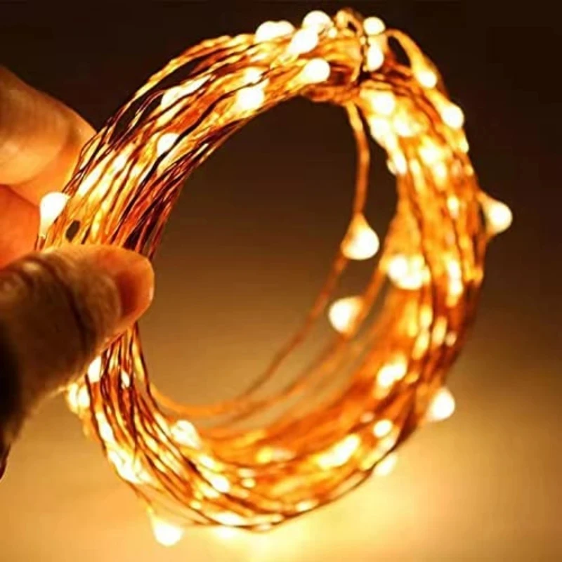 1-20M Led String Lights Copper Wire Starry Fairy Lights Battery Operated Lights for Bedroom Christmas Parties Wedding Decoration