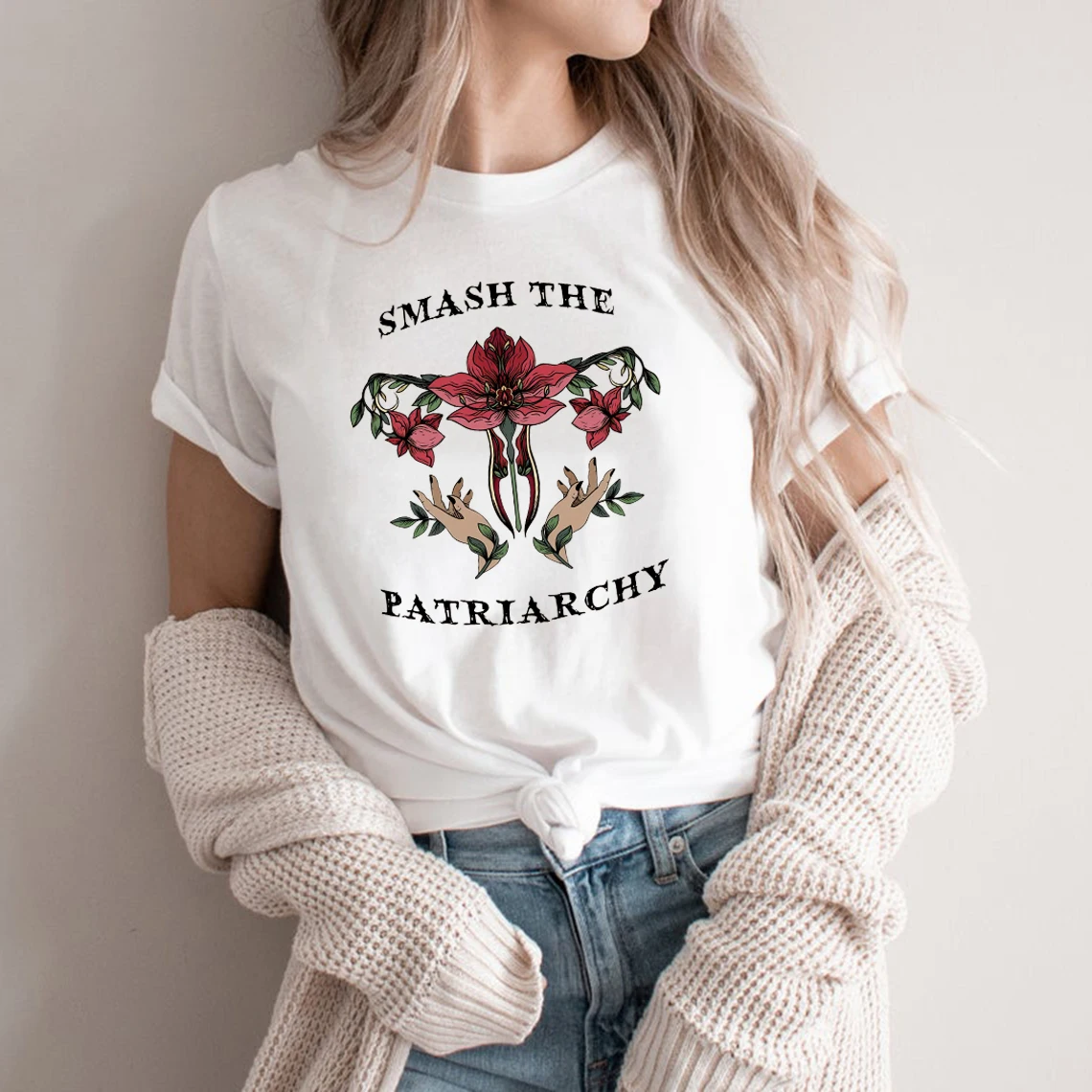 

Smash The Patriachy Tshirt Floral Feminist T Shirt Pro Choice T-shirts Women Tshirts Protect Roe V. Wade Shirt Top Women Tees