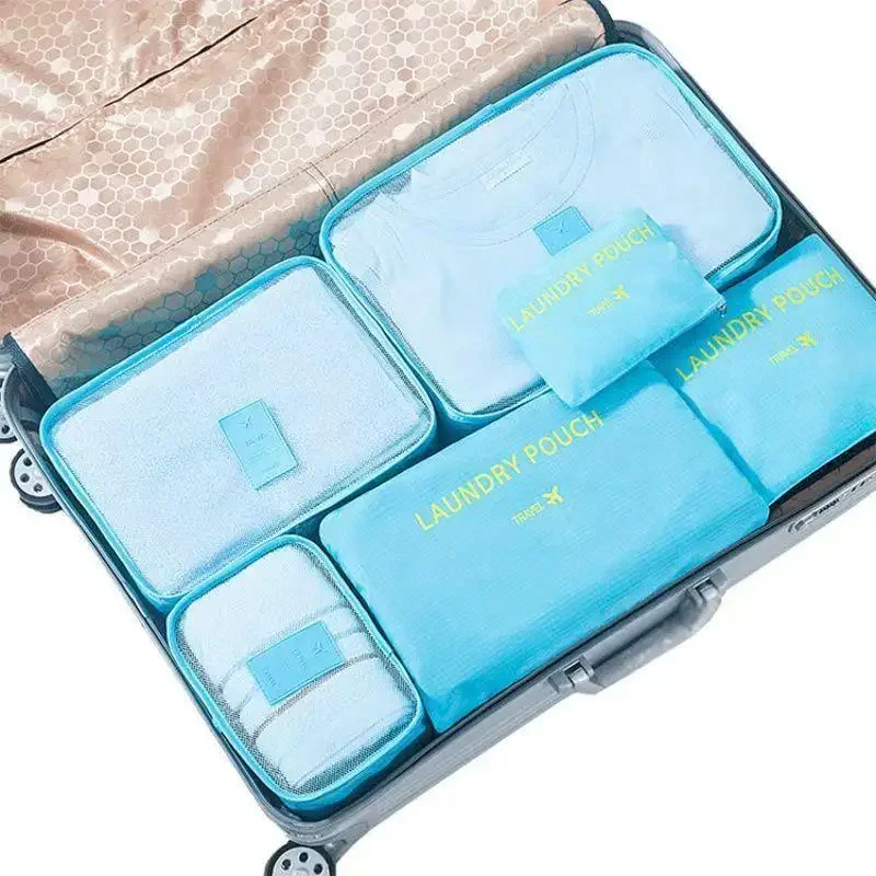 

6PCS Travel Storage Bag Large Capacity Packing Cubes Suitcase Pouch & Sorting Pouch Luggage Organizer for Clothes Underwear