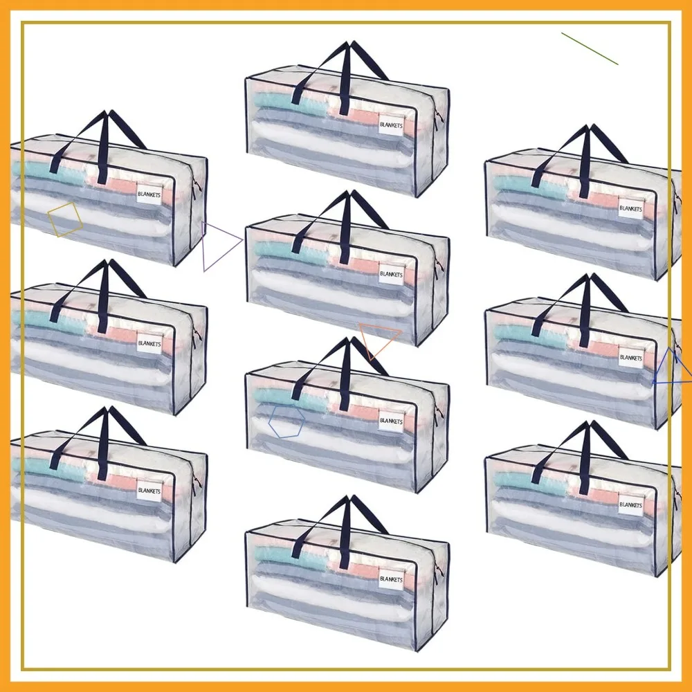 

10 Pack Heavy Duty Moving Bags with Backpack Straps, Zippers & Handles for College Dorm Essentials and Moving Supplies