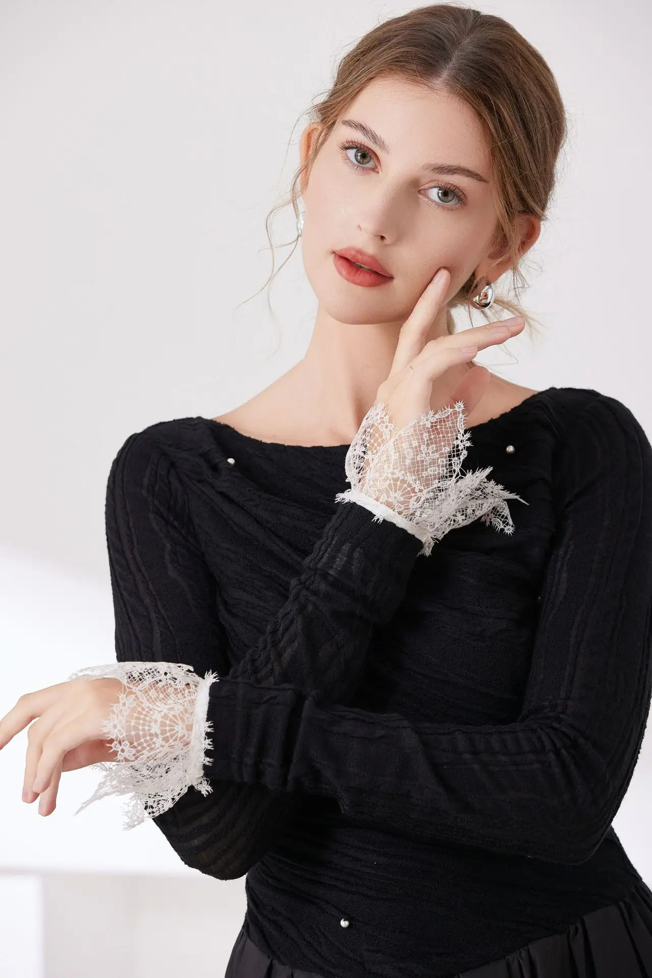 المرأة انفصال كم الأصفاد وهمية الإناث الدانتيل رقيقة مطوي مضيئة كم الأصفاد كاذبة الكشكشة معصمه اكسسوارات الزخرفية #3