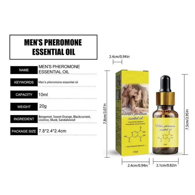 Pheromone minyak parfum untuk pria wanita, minyak esensial parfum feromon tahan lama Natural menyegarkan tubuh 10ml