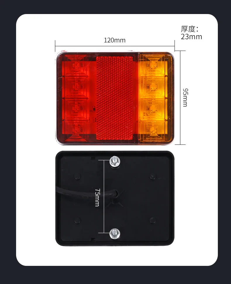 Lampu belakang LED Universal 12-80v, 2 buah lampu belakang indikator sinyal belok, lampu rem belakang untuk mobil truk Trailer