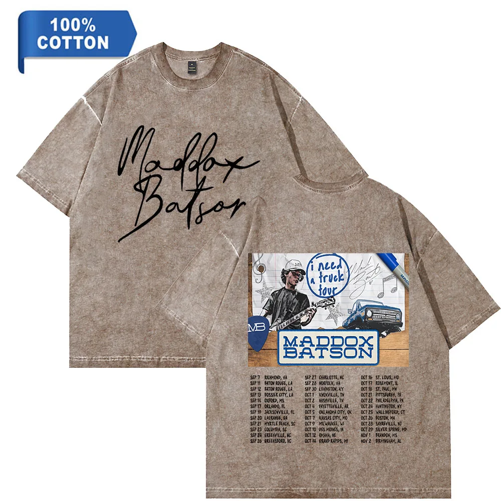 

Maddox Batson Washed T-Shirt Men Women I Need A Truck Tour T-shirts Merch Unisex Vintage Cotton Tees Short Sleeve O-neck Tops