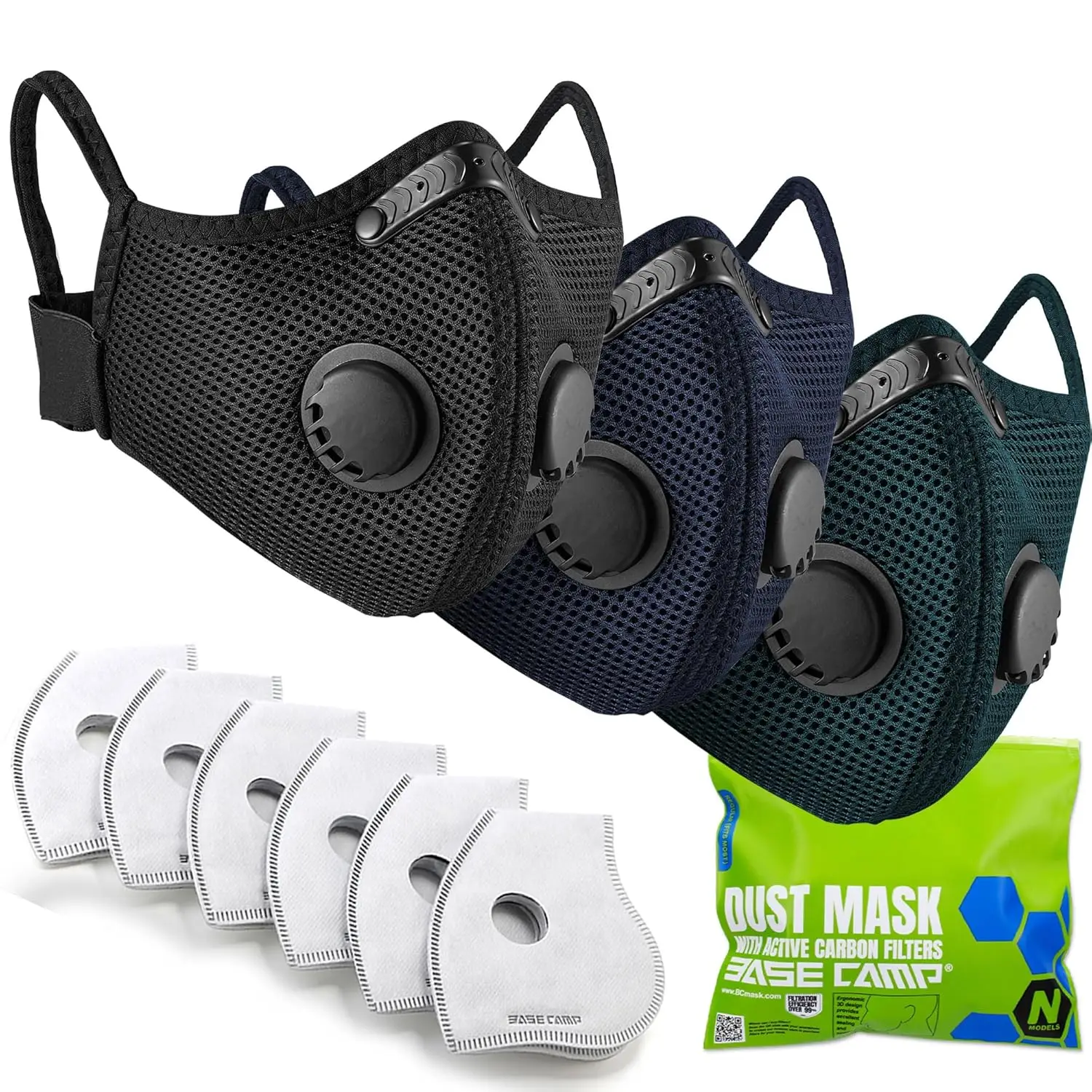 

Reusable Dust Mask with Carbon Filters for Woodworking, Construction, Painting - 99.9% Effective Protection