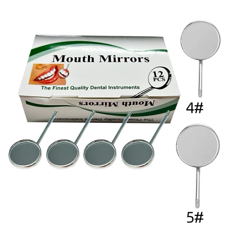12pcs/Box Dental Stainless Steel Mouth Mirror Head Odontoscope Mirror Reflector Dentist Equipment Oral Teeth Exam Care Mirrors