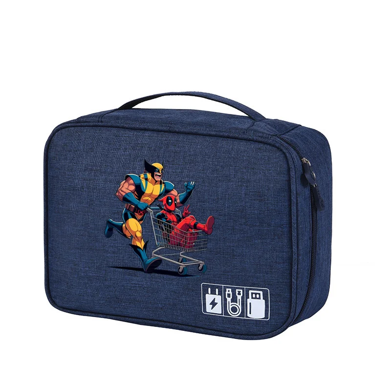 Deadpool & Wolverine-Bolsa de almacenamiento para cables, bolso de mano con cargador electrónico Digital, portátil, impermeable, para teléfono móvil, 2024