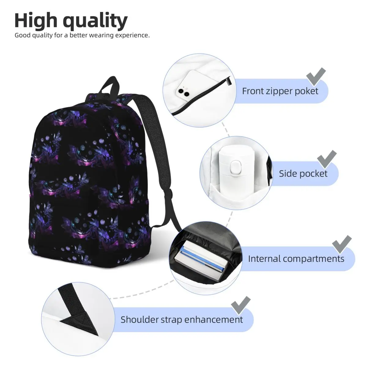 Monster Hunter World - Mizutsune Student Backpack School Bag Hiking Travel Daypack for Men Women Bookbag Shoulder Bags